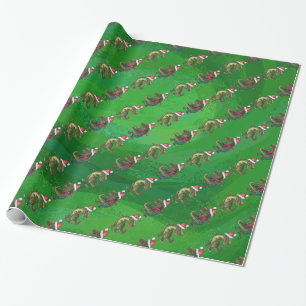 Koppen en kwartels Festive TRex Green Pattern Cadeaupapier