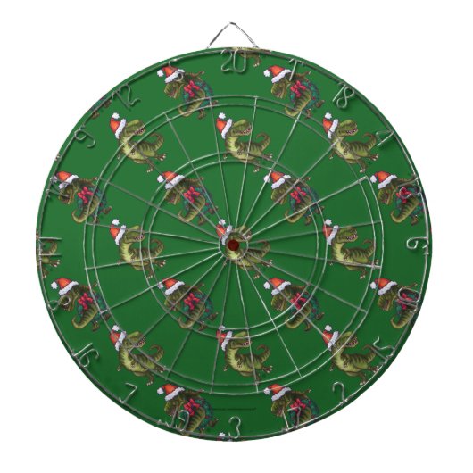 Koppen en kwartels Festive TRex Green Pattern Dartbord (Voorkant)