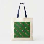 Koppen en kwartels Festive TRex Green Pattern Tote Bag (Voorkant)