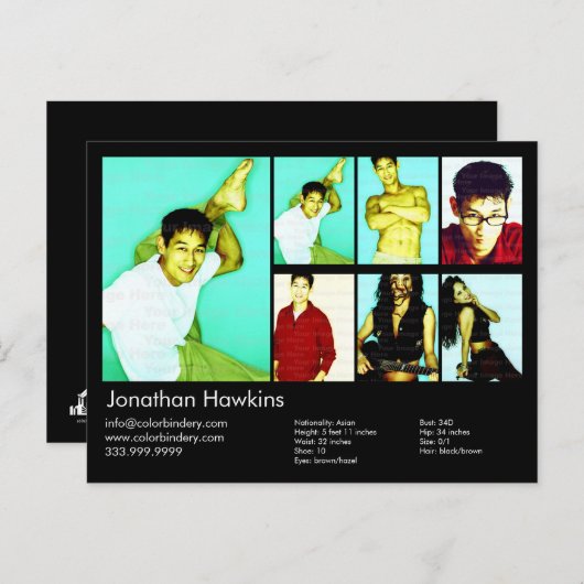 Koppen voor Actor en model zwart Briefkaart (Voorkant / Achterkant)