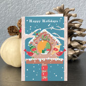 Koppie Kardinalen Kerstkaart met Grilfig Themas Feestdagen Kaart