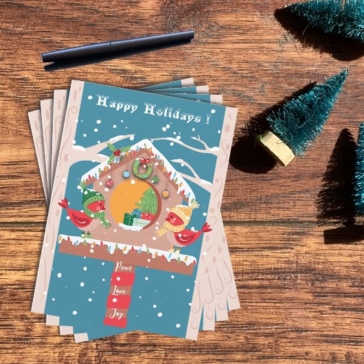 Koppie Kardinalen Kerstkaart met Grilfig Themas Feestdagen Kaart