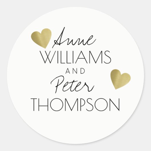 koppige namen met romantische liefdesharten , wit ronde sticker (Voorkant)