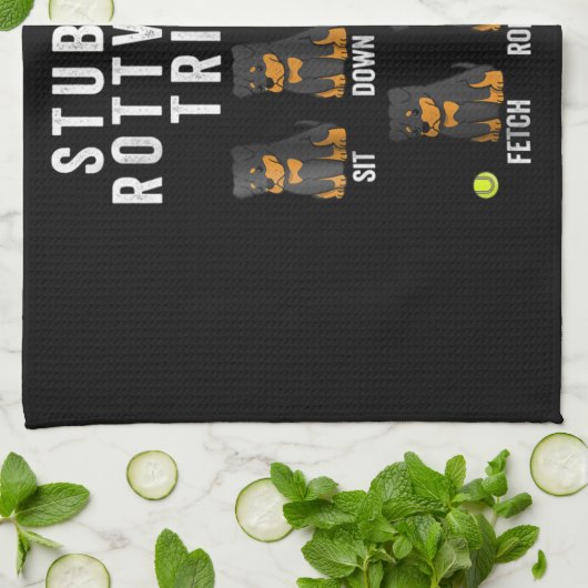 koppige rottweiler-trucs theedoek (Gevouwen)