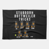 koppige rottweiler-trucs theedoek (Horizontaal)