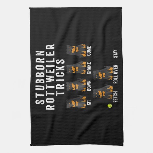 koppige rottweiler-trucs theedoek (Verticaal)