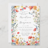Koppige Wilde Bloemen Bruiloft Kaart (Voorkant)