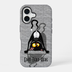 Koprolstaande grappige cartoon karakter kat iPhone 16 hoesje
