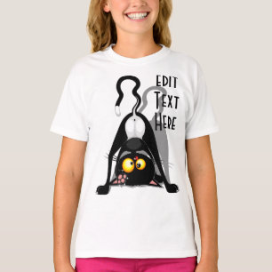 Koprolstaande grappige cartoon karakter kat t-shirt