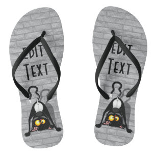 Koprolstaande grappige cartoon karakter kat teenslippers