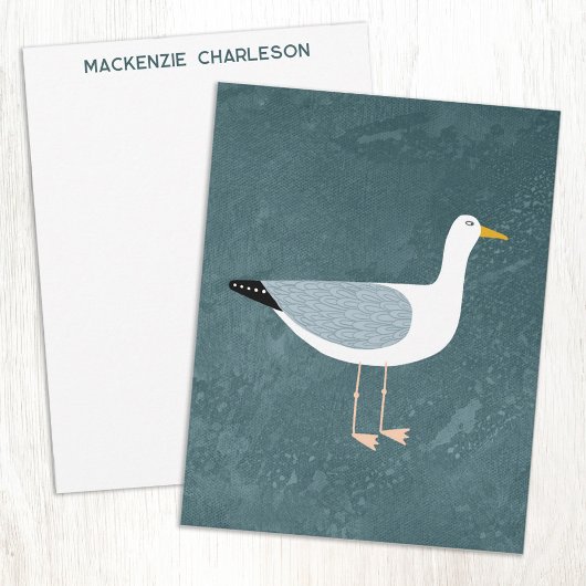 Kopse meeuw nautische kustvogel gepersonaliseerd notitiekaartje
