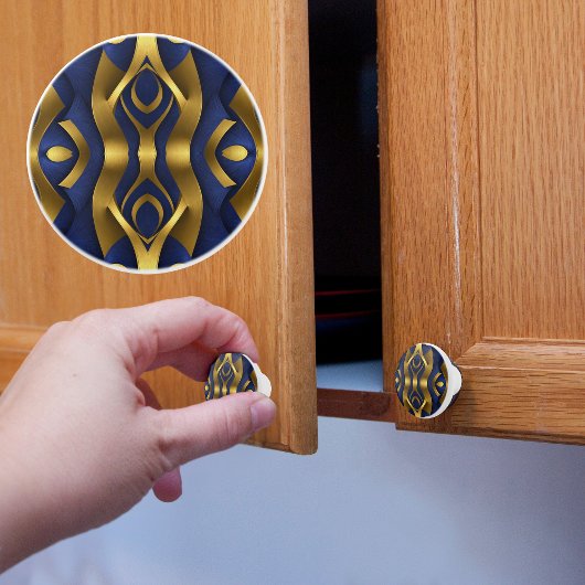 Kopstatement Goud op Blauw Keramische Knop