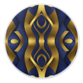 Kopstatement Goud op Blauw Keramische Knop (Voorkant)