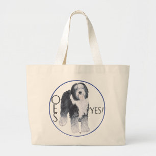 Kopstudie van Old English Sheepdog Grote Tote Bag