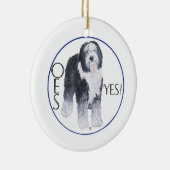 Kopstudie van Old English Sheepdog Keramisch Ornament (Rechts)