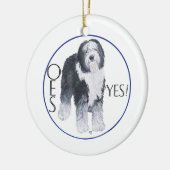Kopstudie van Old English Sheepdog Keramisch Ornament (Links)