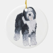 Kopstudie van Old English Sheepdog Keramisch Ornament (Achterkant)
