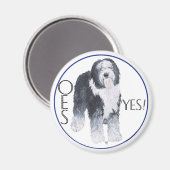 Kopstudie van Old English Sheepdog Magneet (Voorkant / Achterkant)