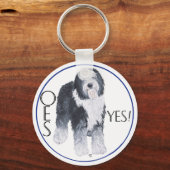 Kopstudie van Old English Sheepdog Sleutelhanger (Voorkant)