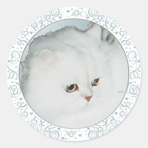 Kopstudie van zilveren Perzische kat Ronde Sticker