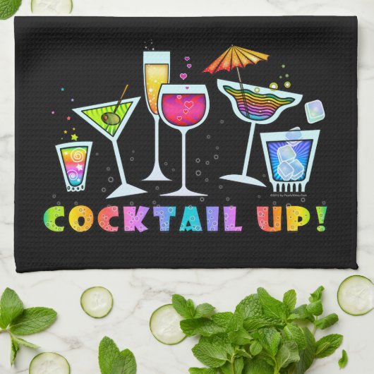 KOPTAIL UP GLASSES KITCHEN - BATH BAR TOWEL THEEDOEK (Gevouwen)