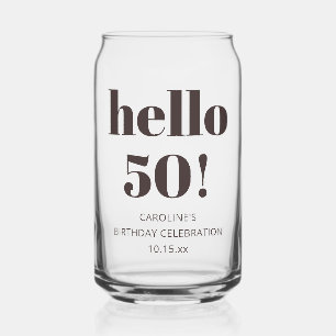 Koptekst in bruin modern 50e verjaardagsfavoriet blikvorm glas
