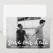 Koptekst Modern Trouwen Save The Date (Voorkant / Achterkant)