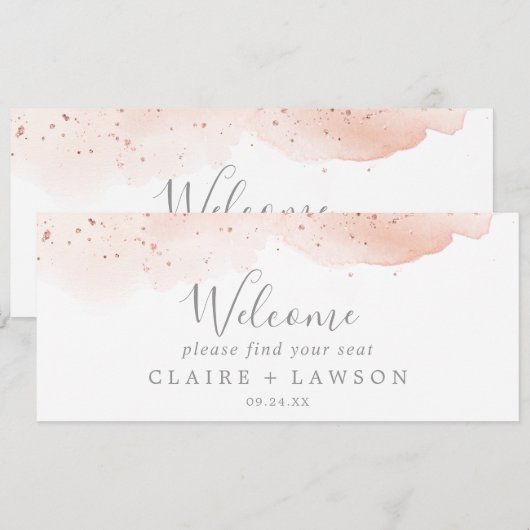 Koptekst roos Gold Waterverf Hanging Seast Chart (Voorkant / Achterkant)