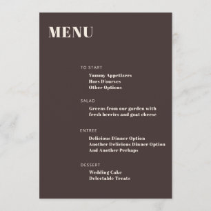 Koptekst Vet Aangepast Bruin Modern Minimalistisch Menu