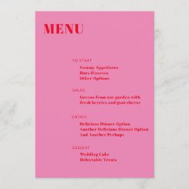 Koptekst Vet Licht Roze Rood Modern Minimalistisch Menu