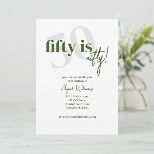 Koptekst Vet met kalligrafie 50 Leuk Verjaardagsfe Kaart (Staand voorkant)