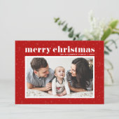 Koptekst Vet Rood Prettig Kerstmis Foto Feestdagenkaart (Staand voorkant)