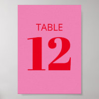 Koptekst Vet Roze Rood Modern Tafel Nummer Bord