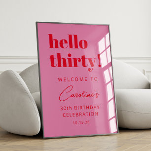 Koptekst Vet Roze Rood Modern Verjaardags Welkom Poster