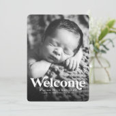 Koptekst welkom blauw verticale geboorteaankondigi aankondiging (Staand voorkant)