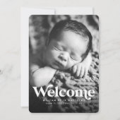 Koptekst welkom blauw verticale geboorteaankondigi aankondiging (Voorkant)