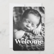 Koptekst welkom blauw verticale geboorteaankondigi