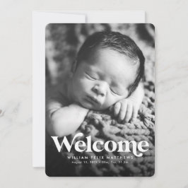 Koptekst welkom blauw verticale geboorteaankondigi aankondiging