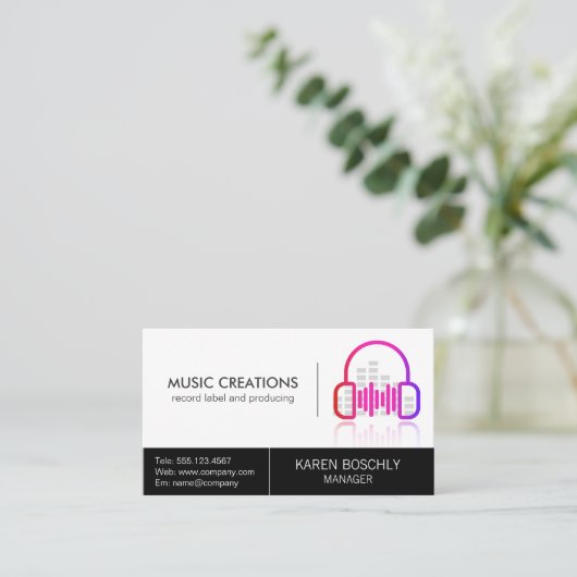 Koptelefoon Audio Logo Digitaal pictogram Visitekaartje (Staand voorkant)