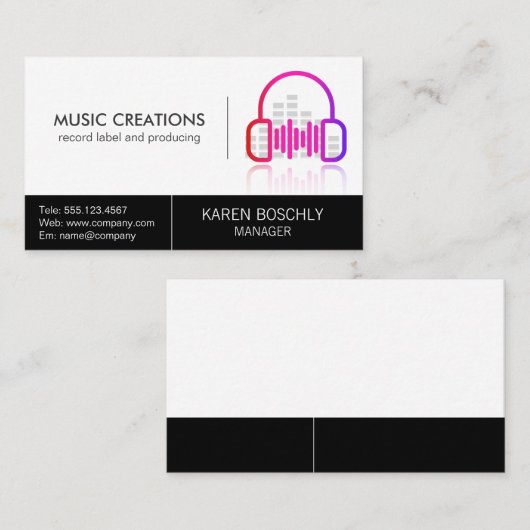 Koptelefoon Audio Logo Digitaal pictogram Visitekaartje (Voorkant / Achterkant)