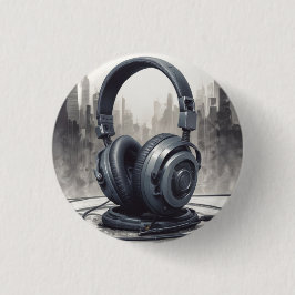 Koptelefoon Kunstwerk Muziek Liefhebber Ronde Button 3,2 Cm