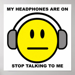 Koptelefoons Stoppen met Grappig Praten Poster