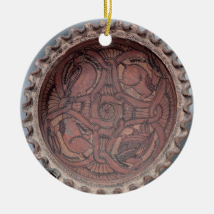 Koptisch bekertje, schilderd terracotta met zwemba keramisch ornament