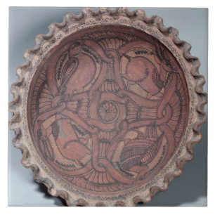 Koptisch bekertje, schilderd terracotta met zwemba tegeltje