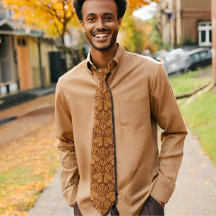 Koptisch borduurpatroon - Oranje bladeren Stropdas