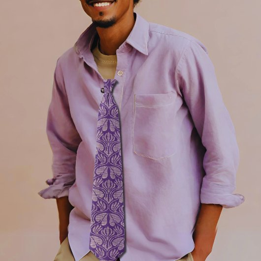 Koptisch borduurpatroon - Paarse bladeren Stropdas