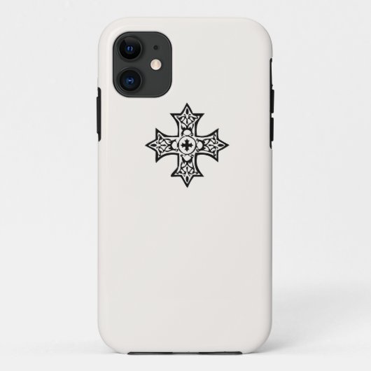 Koptisch kruis in zwart op crèmeachtergrond Case-Mate iPhone case (Achterkant)