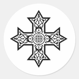 Koptisch kruis ronde sticker
