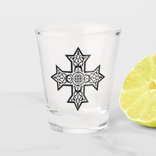 Koptisch kruis shot glas (Voorkant)