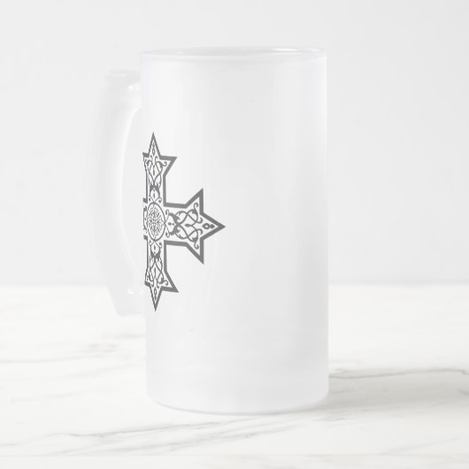 Koptisch kruisje matglas bierpul (Voorkant links)